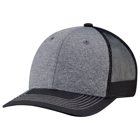 AJM -Heather Front with Back Mesh and Colored Peak Cap- 8J016B