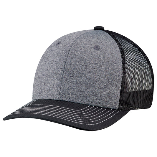 AJM -Polyester Heather with Mesh and Colored Peak Cap- 8J016M