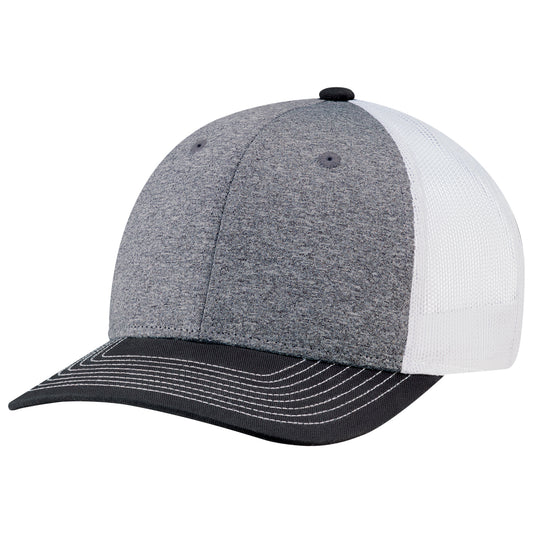 AJM -Polyester Heather with Mesh and Colored Peak Cap- 8J016M