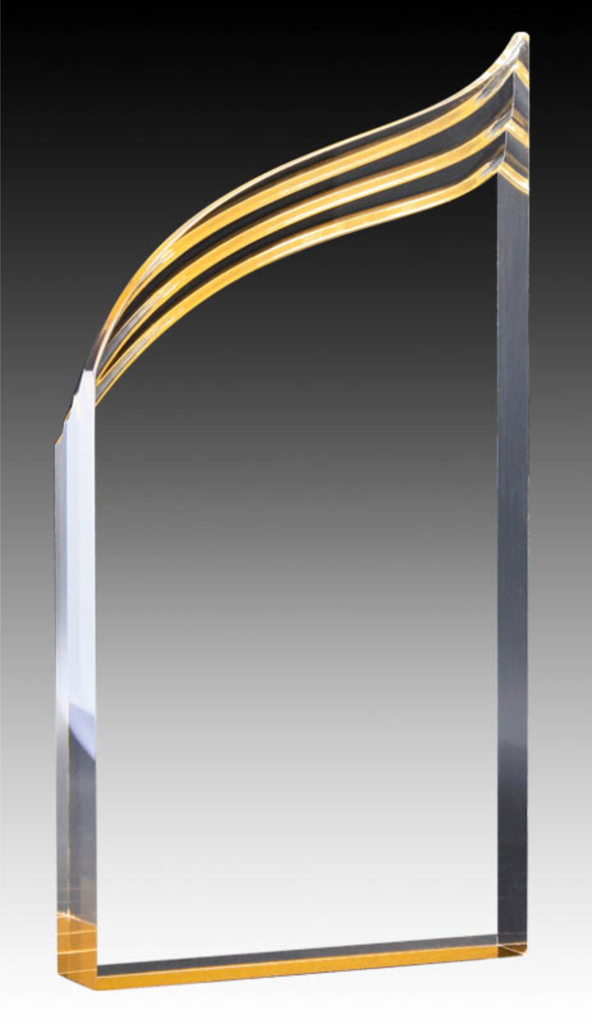 Prism Series - Acrylic Clear Wave Blue & Gold Base
