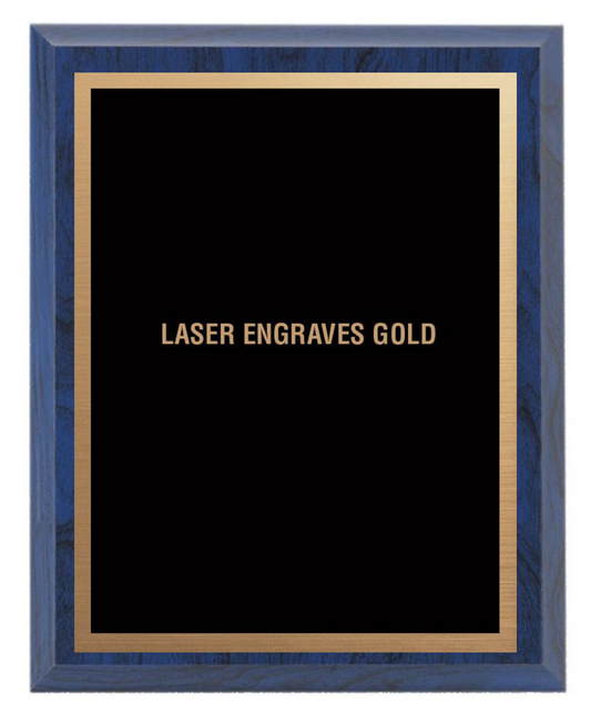 Blue Wood Plaque with Metal Plate- Laser series