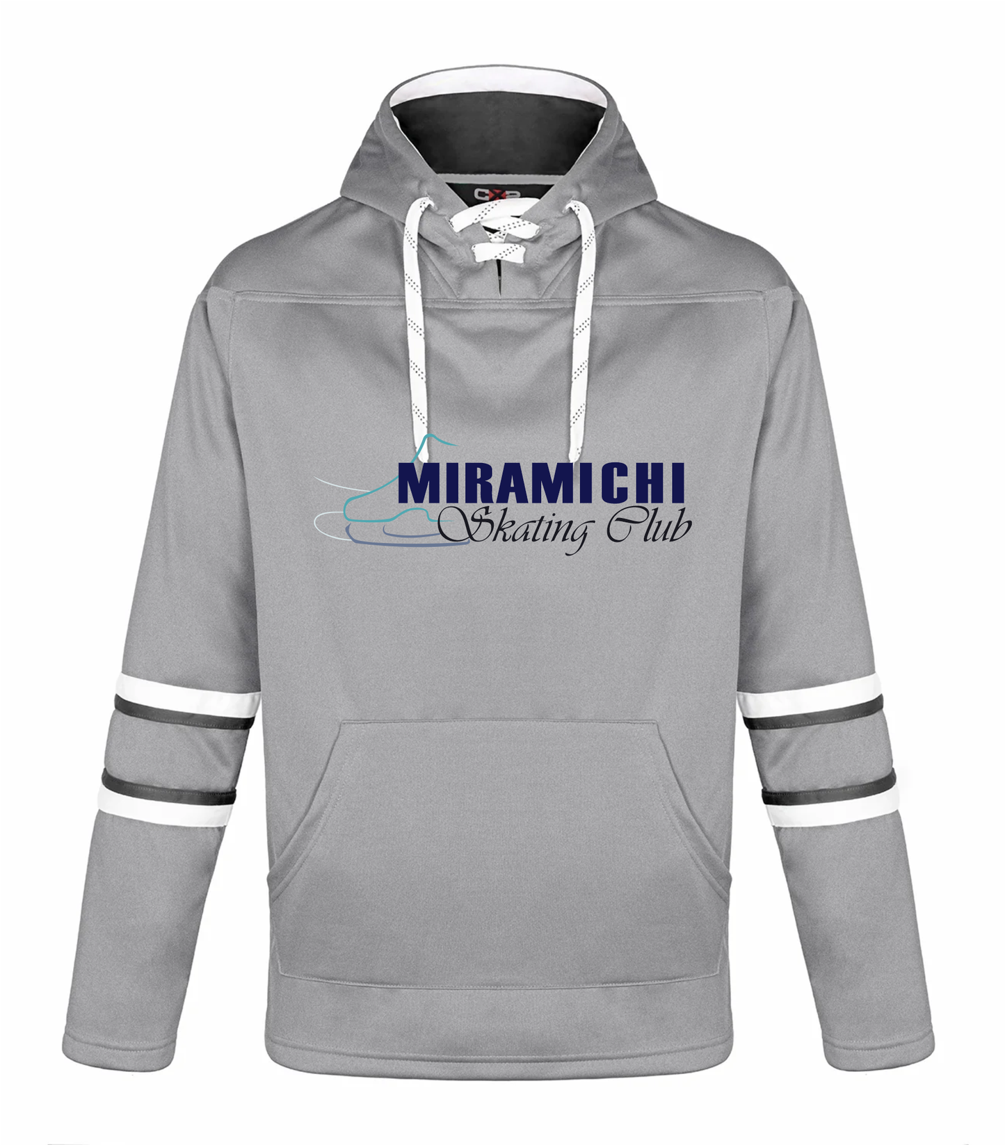 Skate Lace Hoodie - Grey/Black/White - Miramichi Skating Club 2024-25