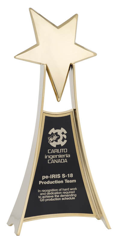 Gold Rising Star on Metal Angled Riser, 10.75" - Star Award DA9720G