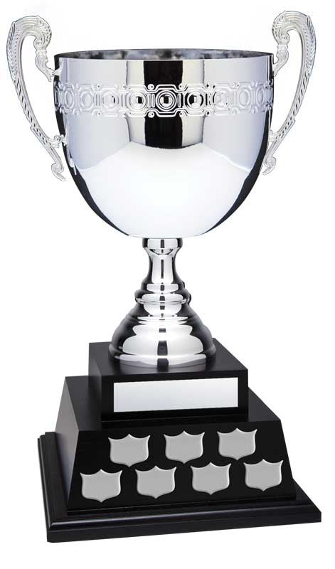 Silver with Handles on 2-Tier Black Wood Base 22’’ - Annual Cup DACB6798
