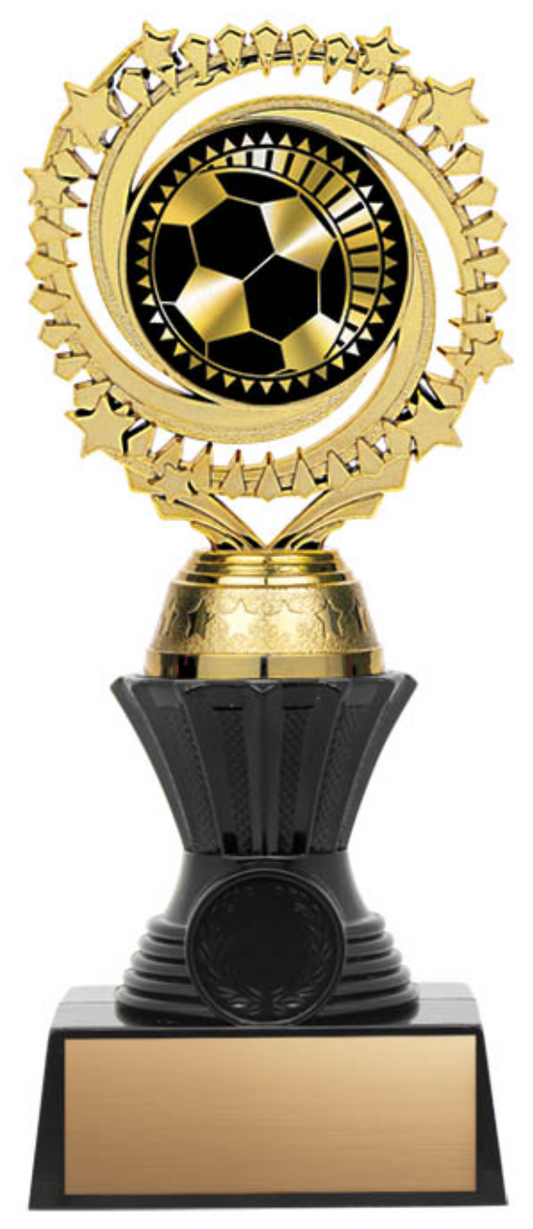 Solar Twister Trophy on Black Base - Soccer - Solar Series