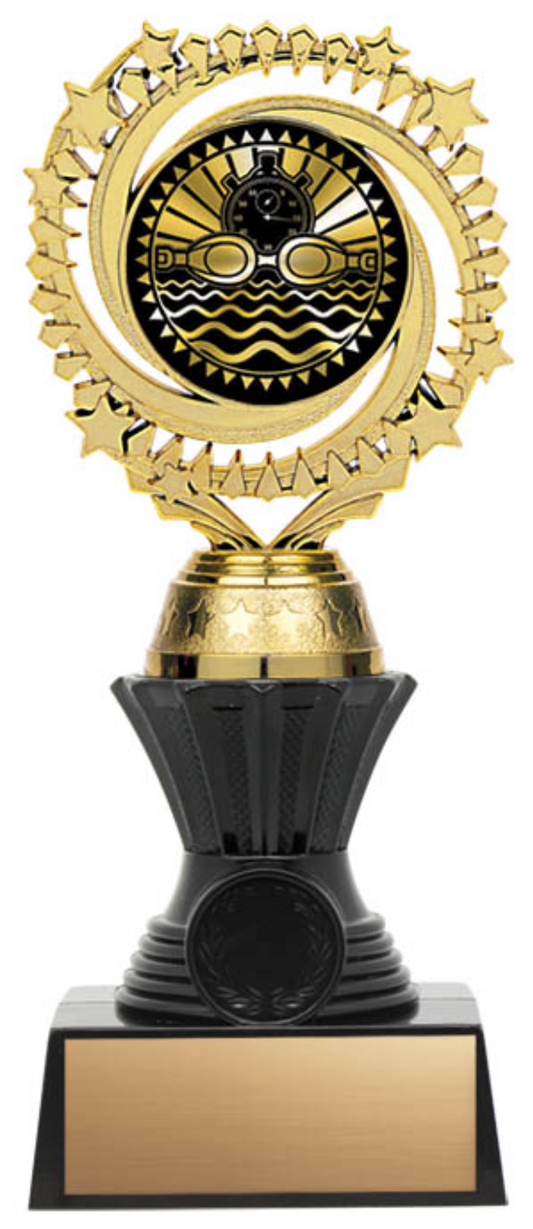 Solar Twister Trophy on Black Base - Swimming - Solar Series
