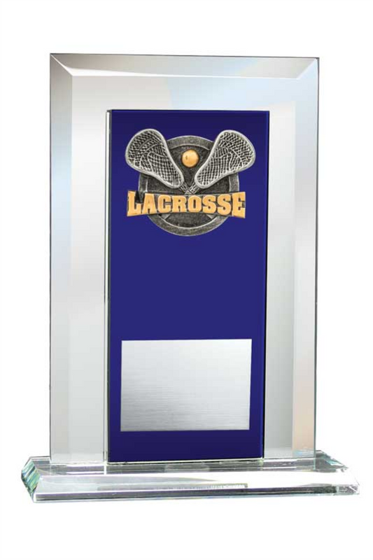 Lacrosse Award - Glass Mirror Blue with Resin Relief
