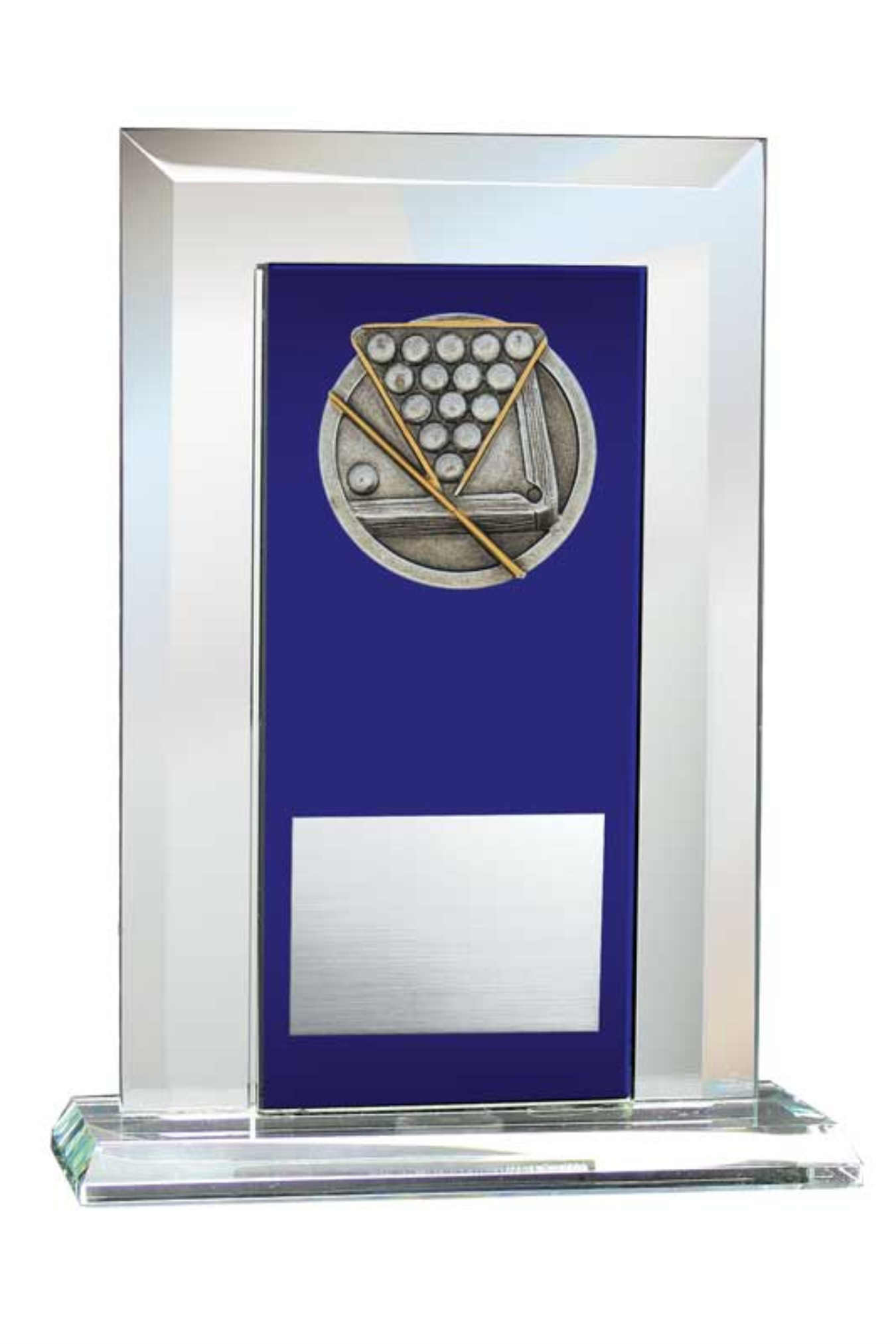Billiards Award - Glass Mirror Blue with Resin Relief