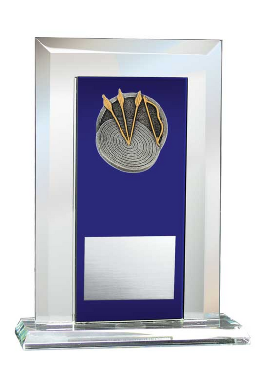Archery Award - Glass Mirror Blue with Resin Relief