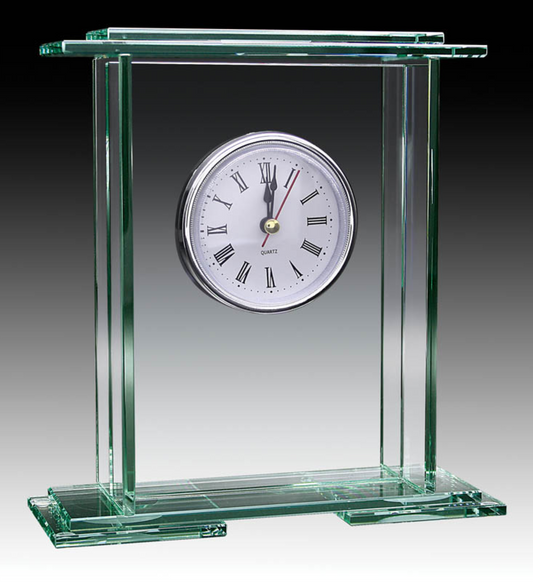 Glass Jade Clock With Square Top 6.75" - GLCK2240