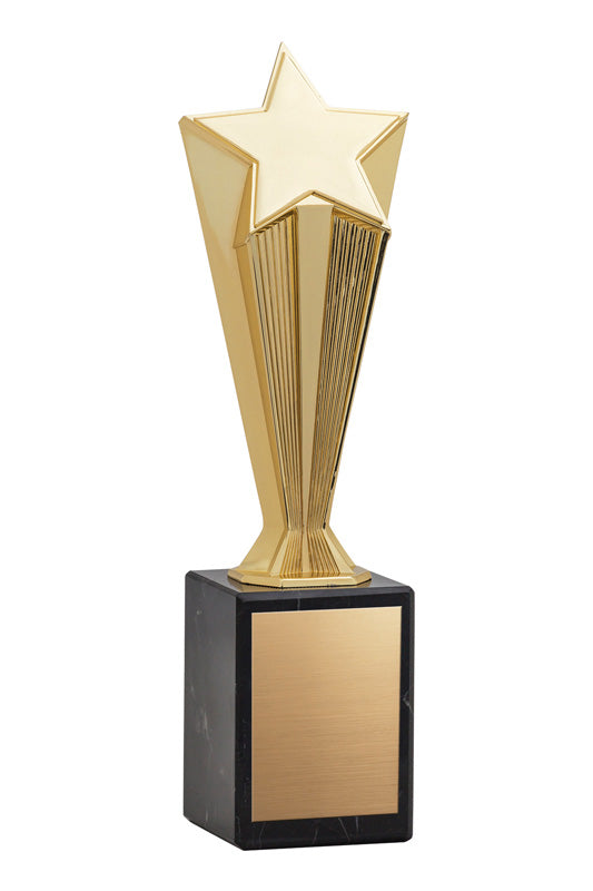 Gold Metal Star on Marble Base, 9" - Star Award GSF523G