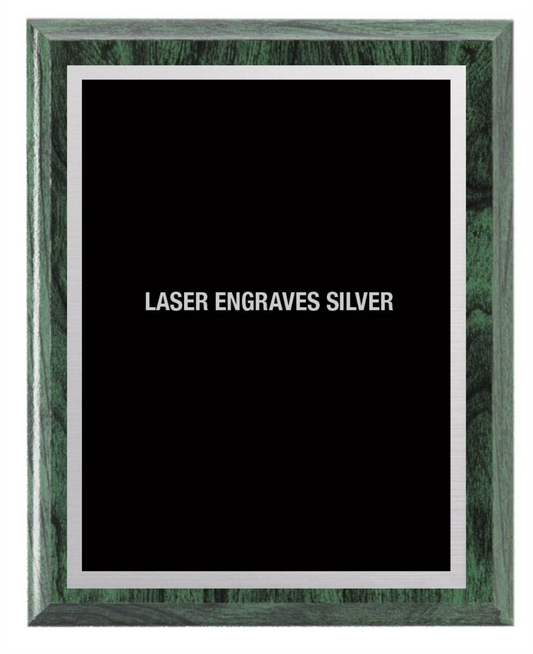 Green Wood Plaque with Metal Plate - Laser series