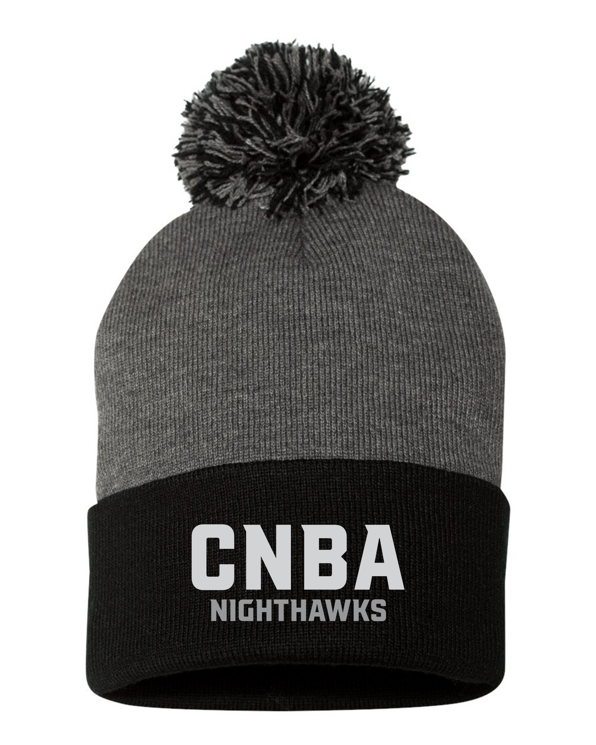 12" Pom-pom Cuffed Beanie - Dark Heather Grey/Black - CNBA 2026-27