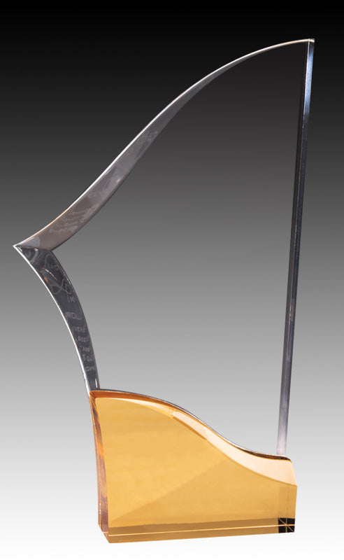 Prism Series - Acrylic Clear Sabre Blue & Gold Base