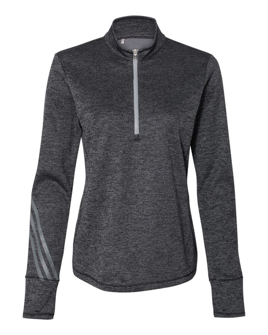 Brushed Terry Heathered Quarter-Zip Ladies Pullover - Adidas A285