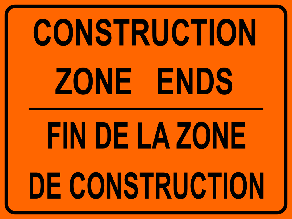 Construction Zone Ends Sign MUTCDC TC-4-ZE