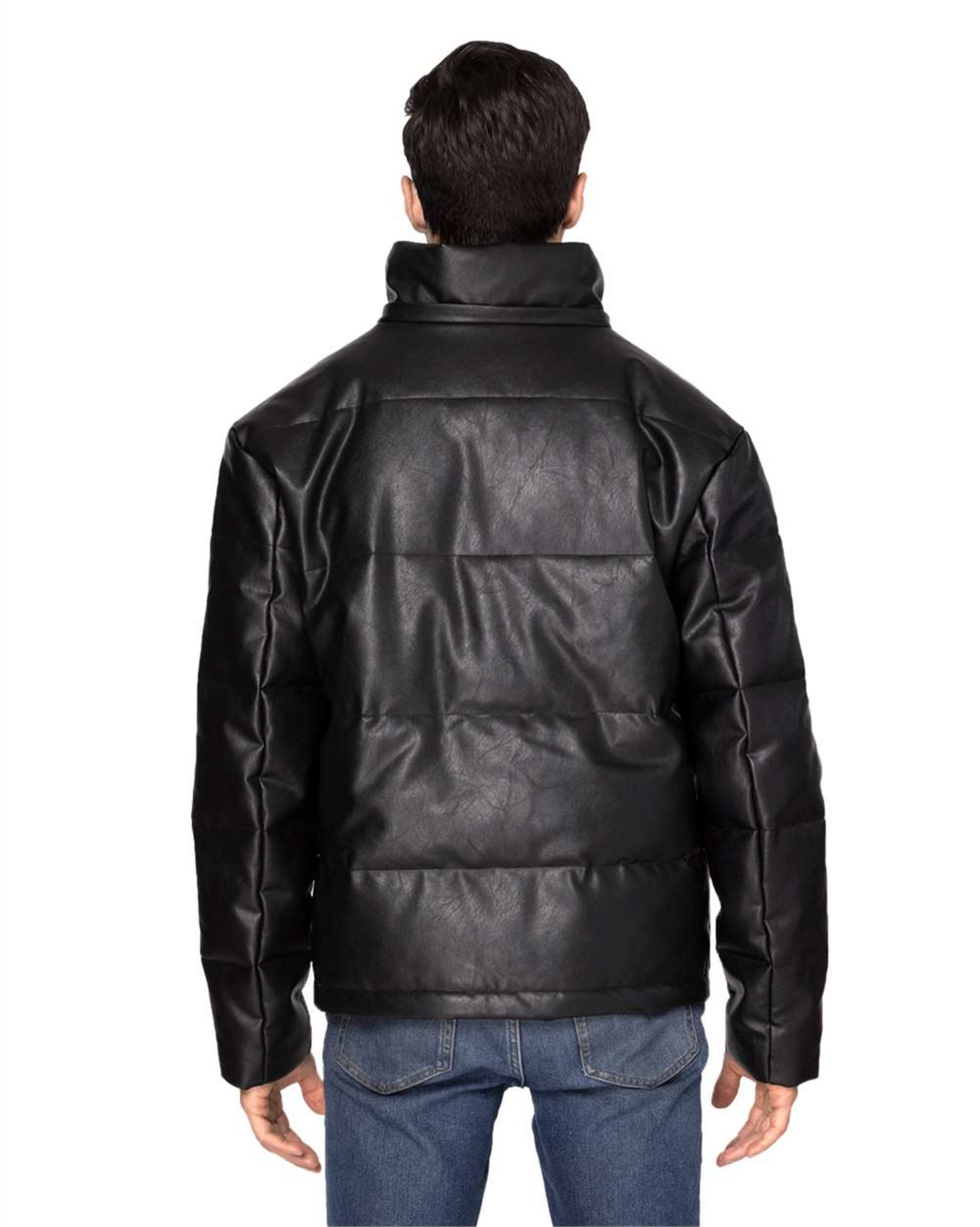 Vegan Leather Puffer Jacket - 397J