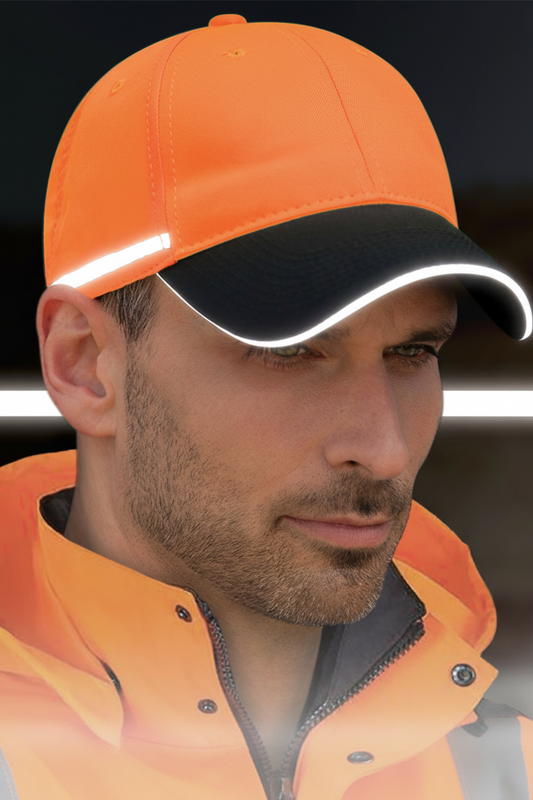 AJM -Safety Orange Cap with Black Peak- 8C058M