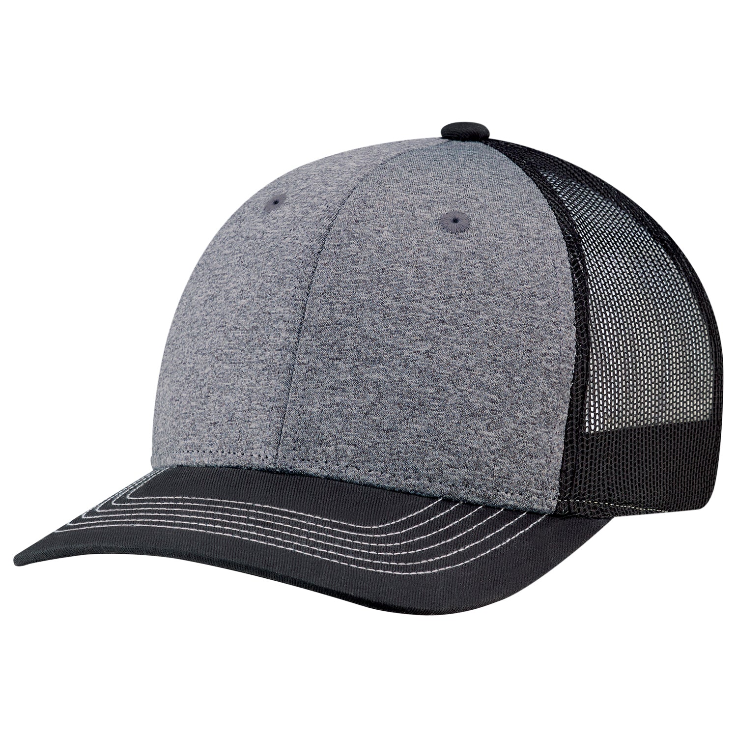 AJM -Heather Front with Back Mesh and Colored Peak Cap- 8J016B