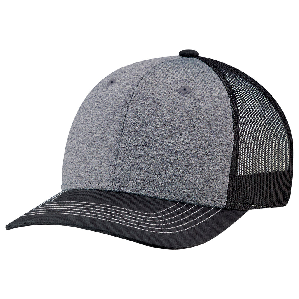 AJM -Heather Front with Back Mesh and Colored Peak Cap- 8J016B