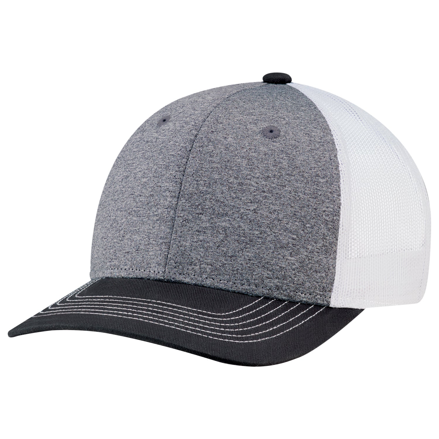 AJM -Heather Front with Back Mesh and Colored Peak Cap- 8J016B