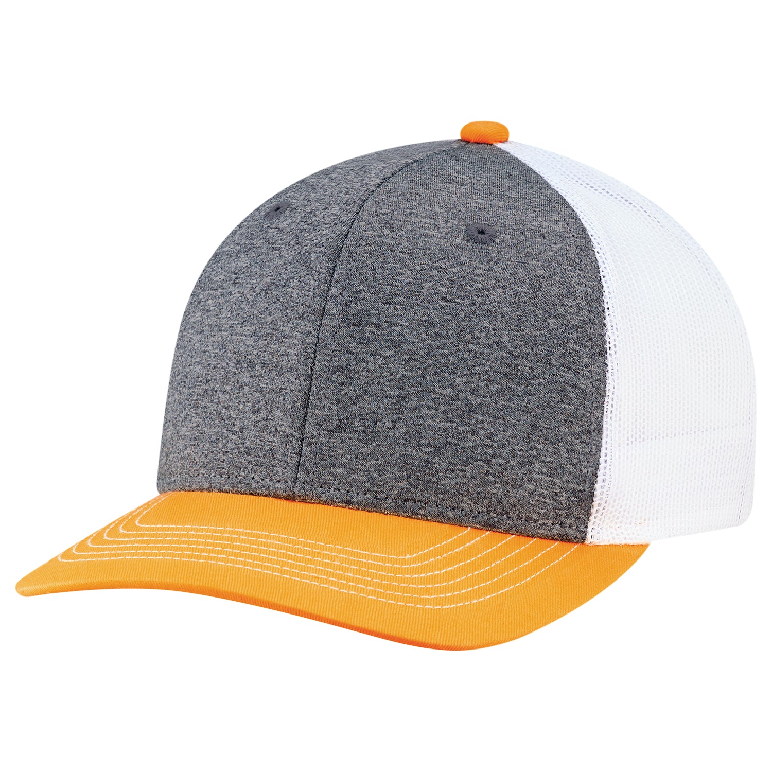 AJM -Heather Front with Back Mesh and Colored Peak Cap- 8J016B