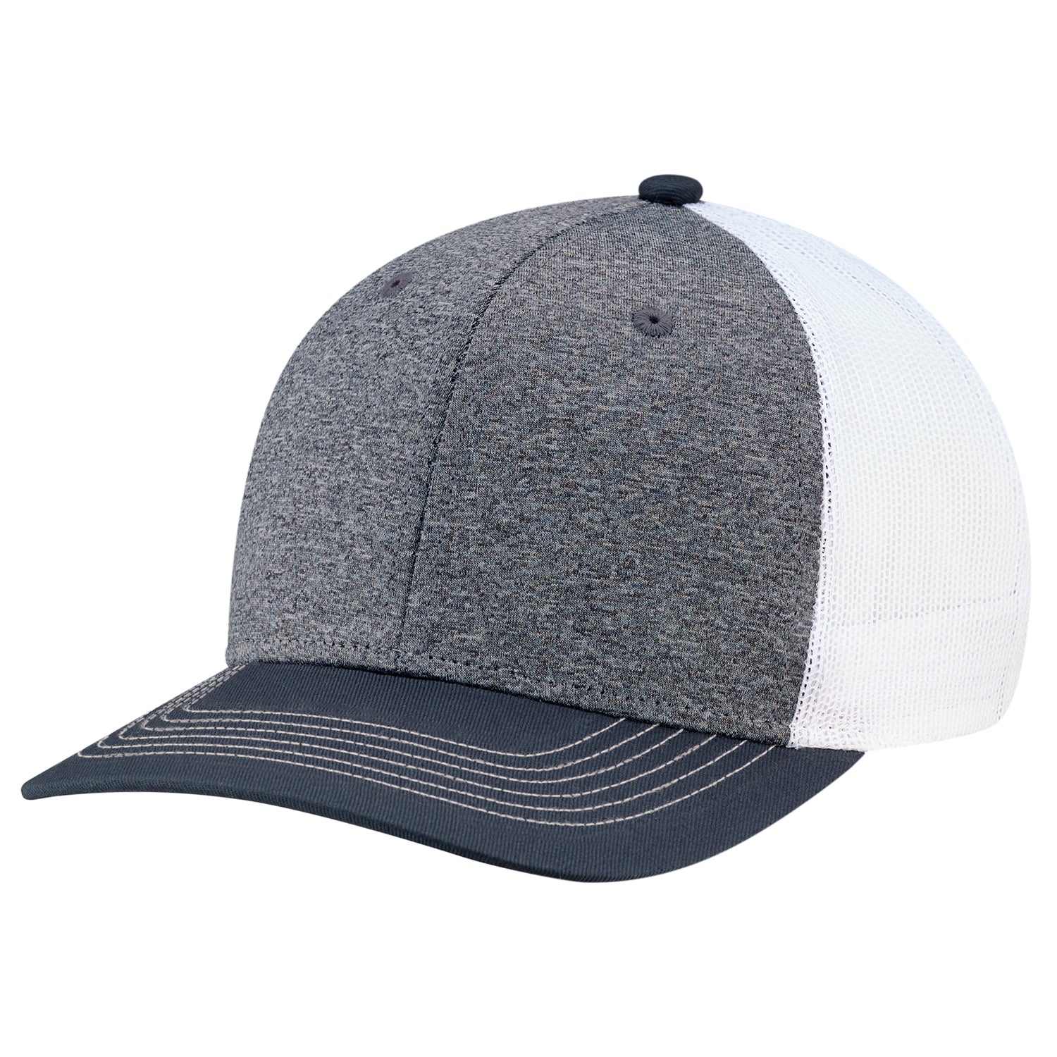 AJM -Heather Front with Back Mesh and Colored Peak Cap- 8J016B