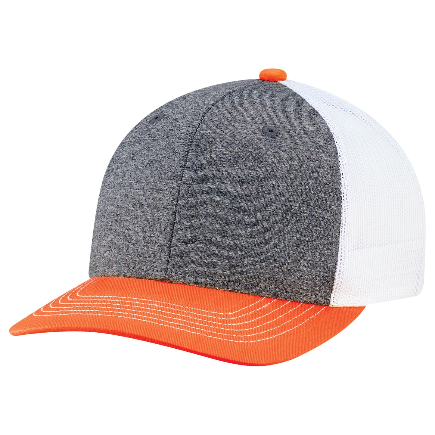 AJM -Heather Front with Back Mesh and Colored Peak Cap- 8J016B