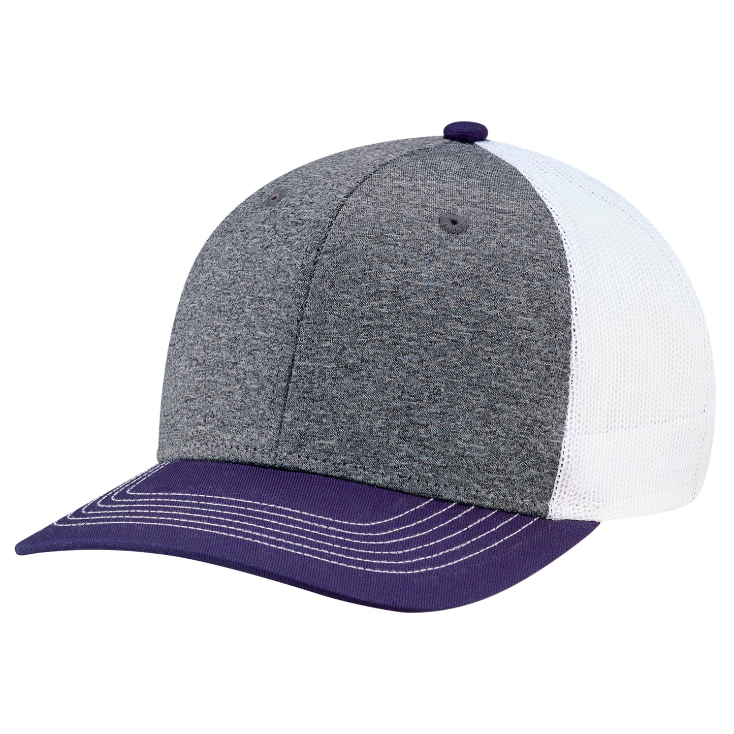 AJM -Heather Front with Back Mesh and Colored Peak Cap- 8J016B