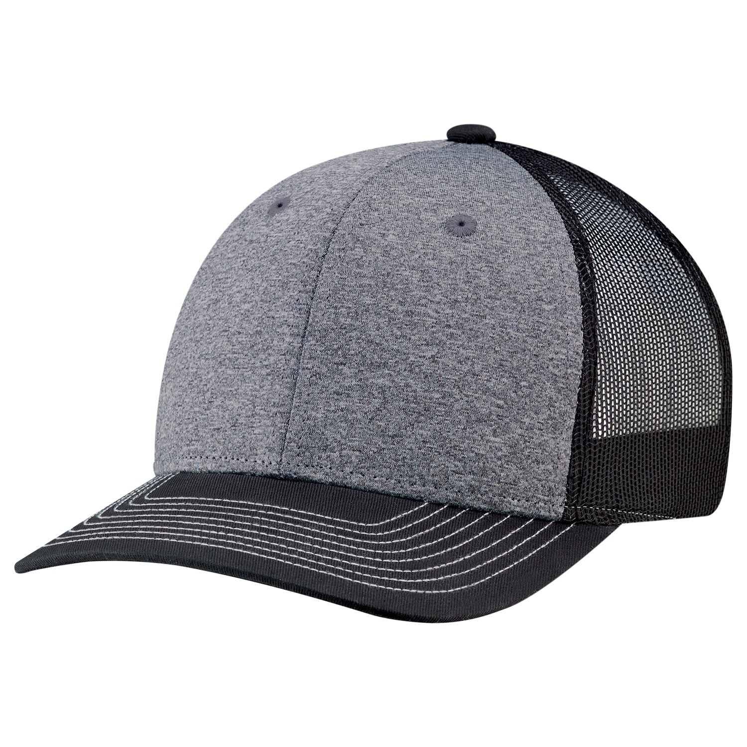 AJM -Polyester Heather with Mesh and Colored Peak Cap- 8J016M