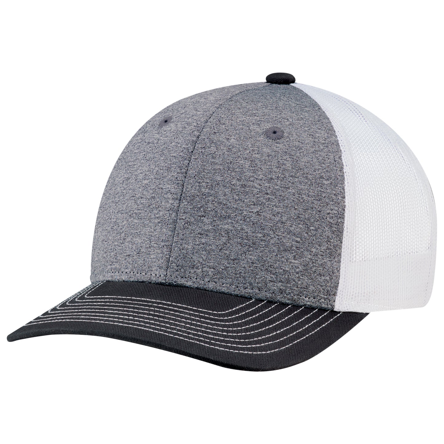 AJM -Polyester Heather with Mesh and Colored Peak Cap- 8J016M