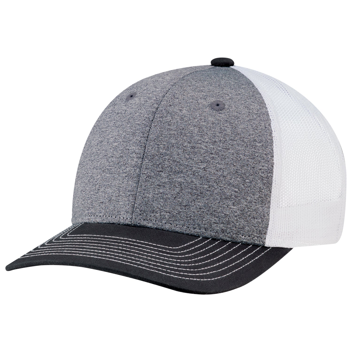 AJM -Polyester Heather with Mesh and Colored Peak Cap- 8J016M
