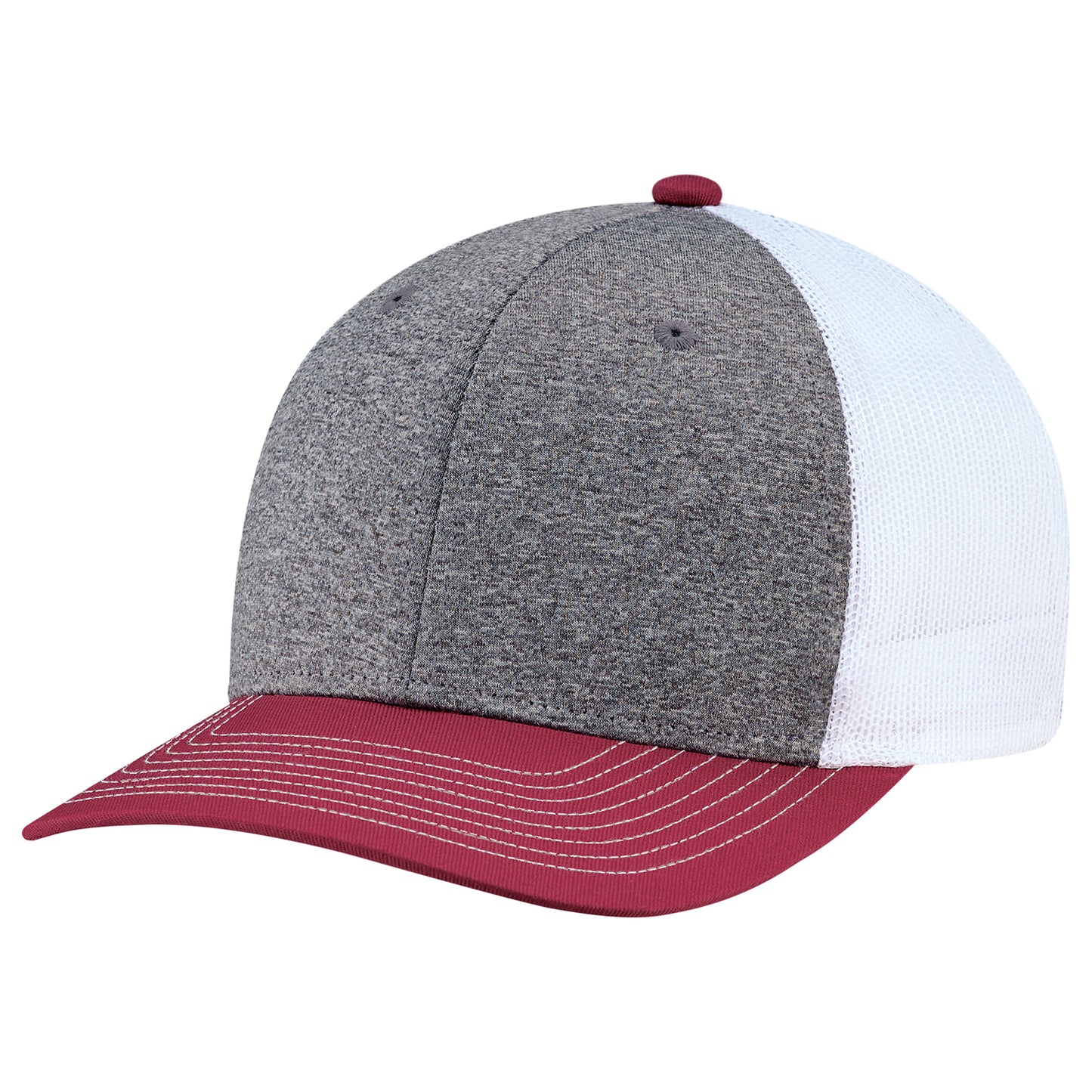 AJM -Polyester Heather with Mesh and Colored Peak Cap- 8J016M