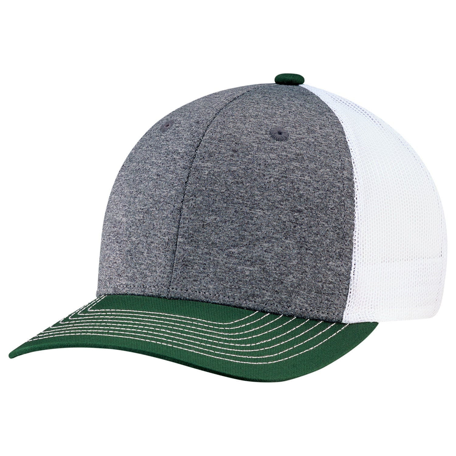 AJM -Polyester Heather with Mesh and Colored Peak Cap- 8J016M