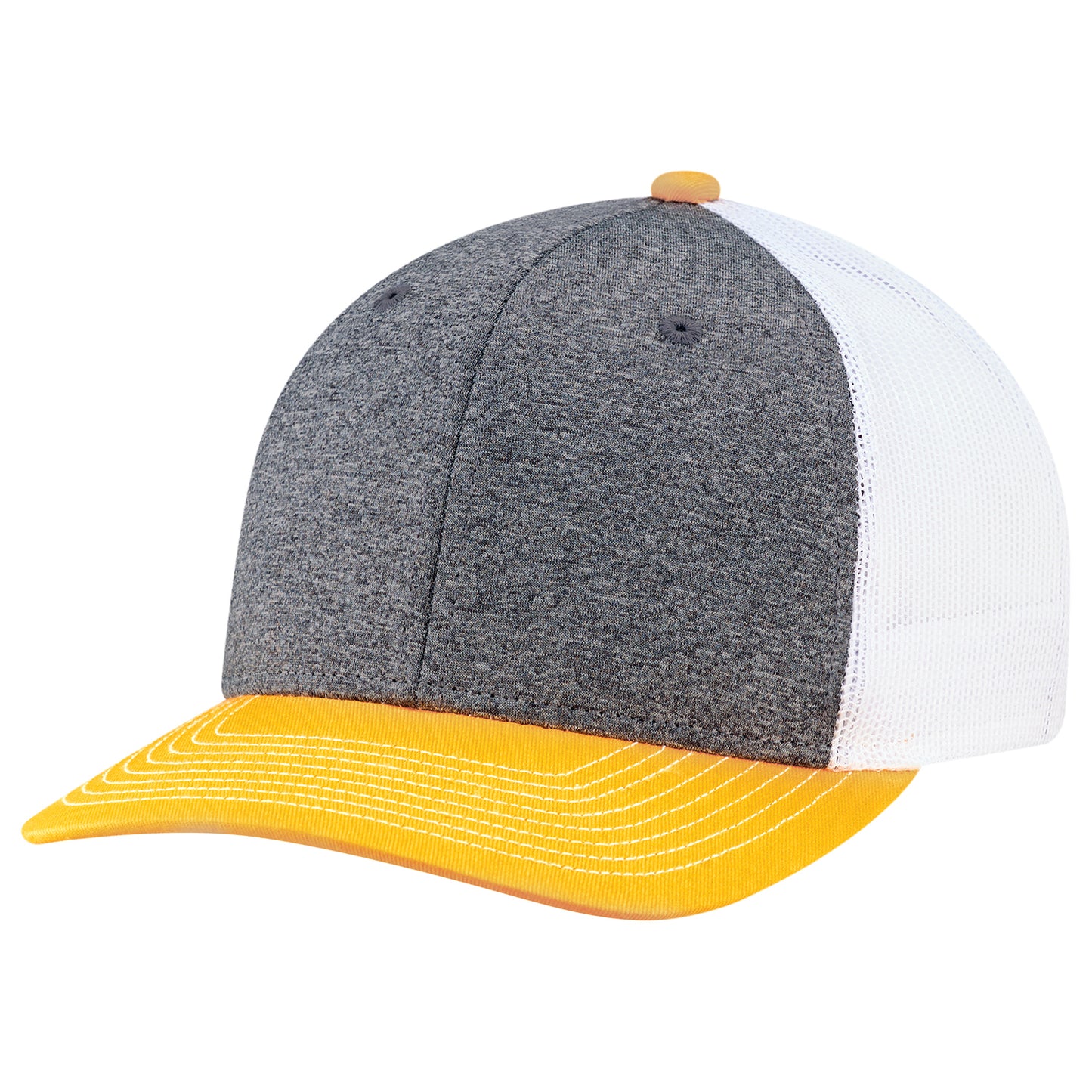 AJM -Polyester Heather with Mesh and Colored Peak Cap- 8J016M