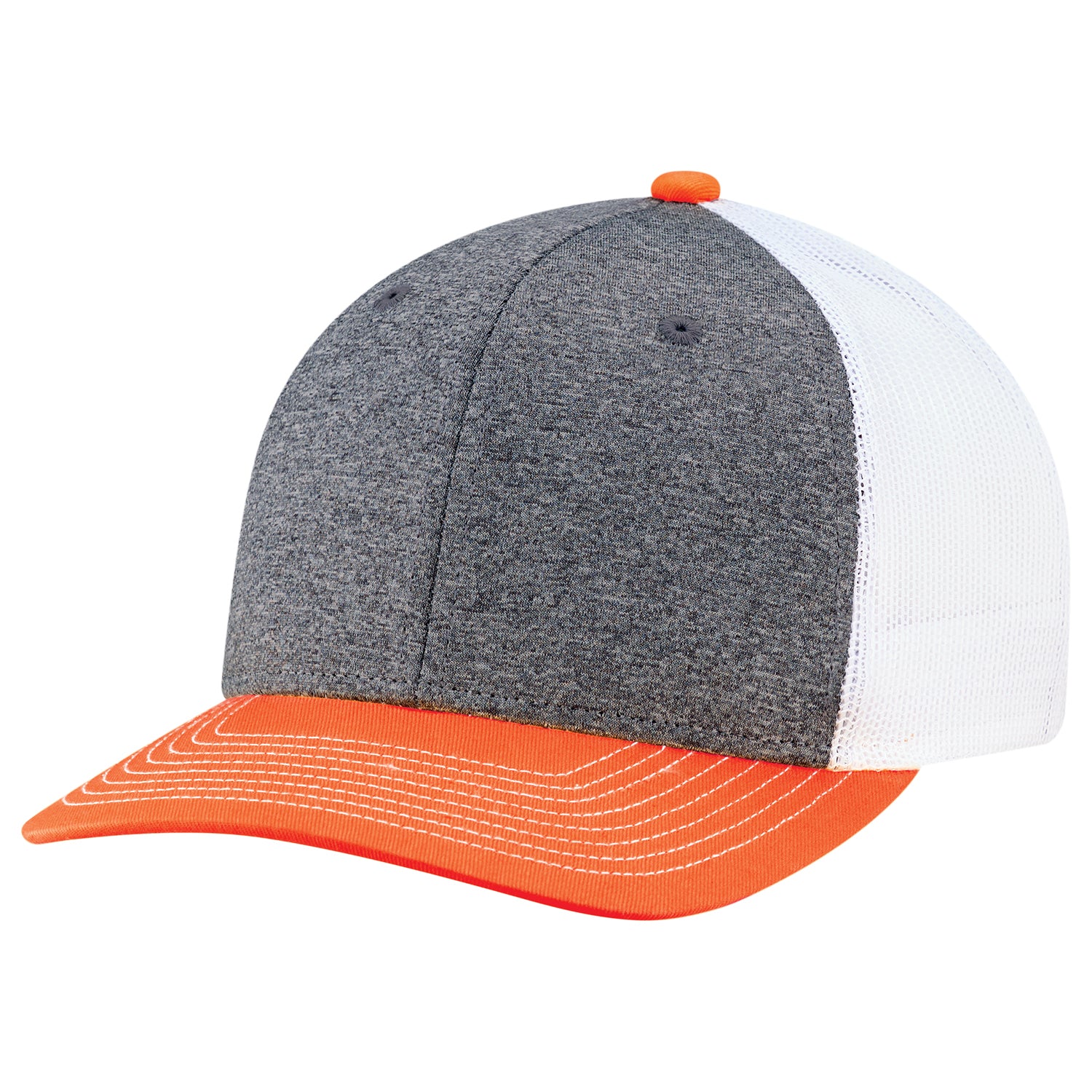 AJM -Polyester Heather with Mesh and Colored Peak Cap- 8J016M