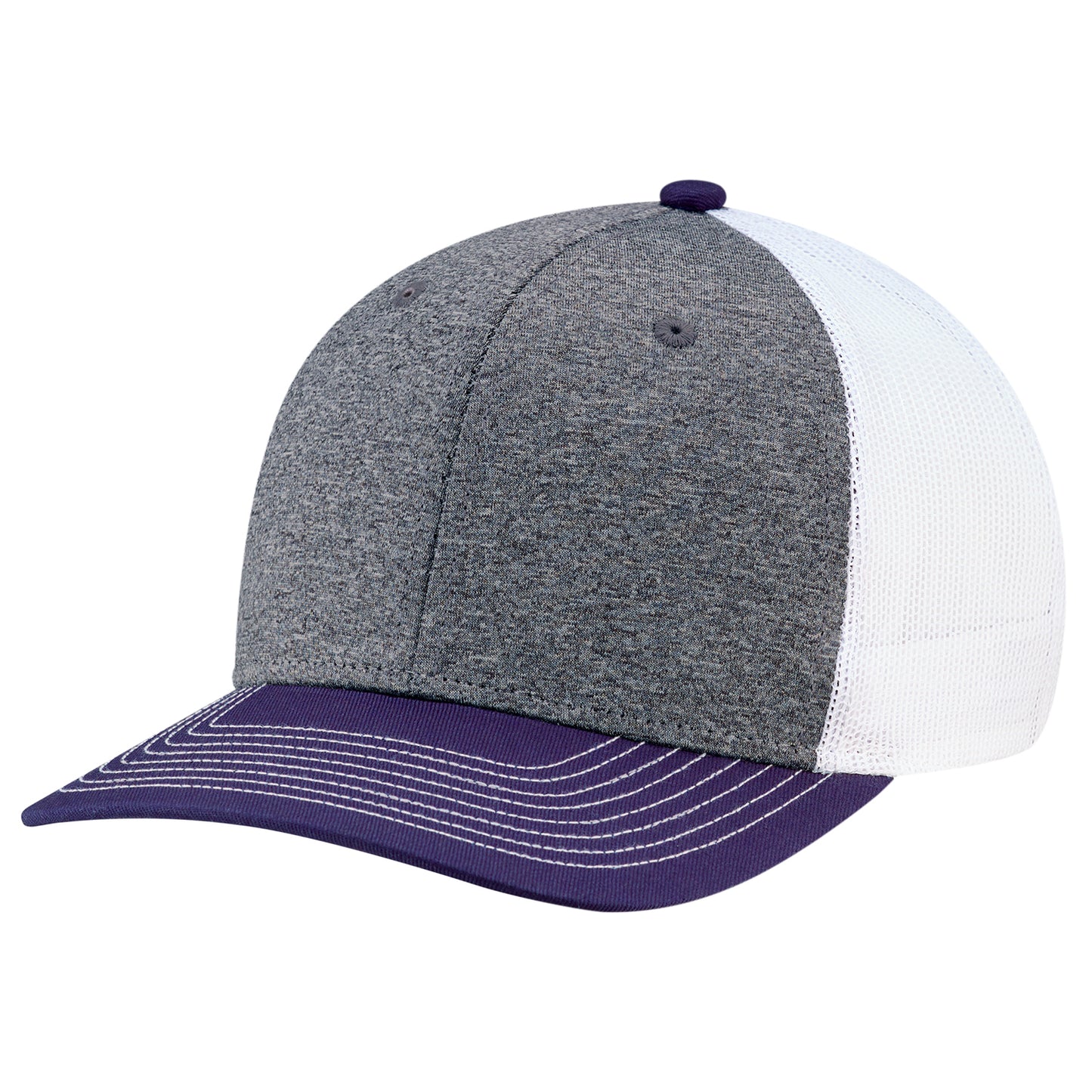 AJM -Polyester Heather with Mesh and Colored Peak Cap- 8J016M