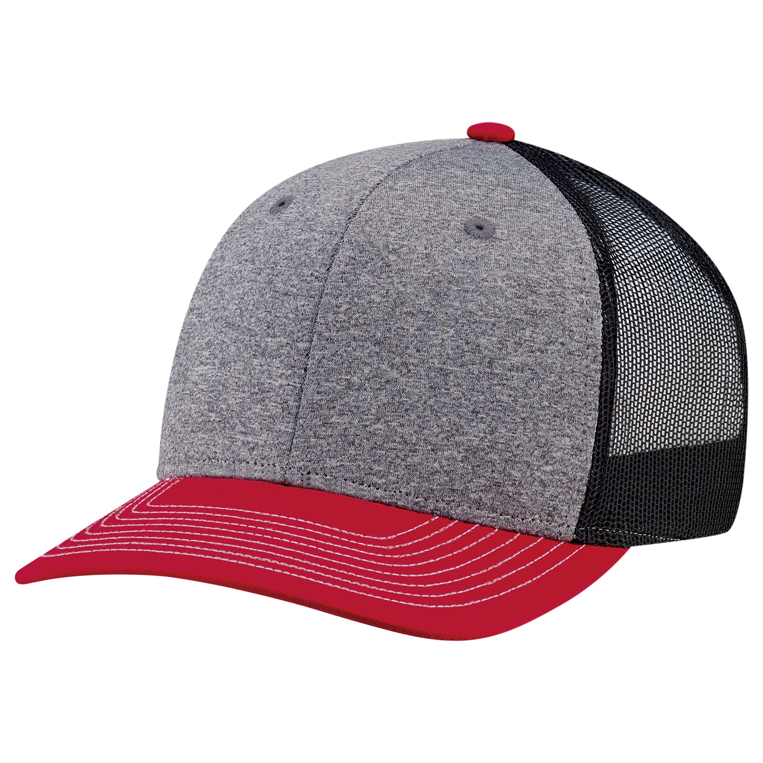 AJM -Polyester Heather with Mesh and Colored Peak Cap- 8J016M