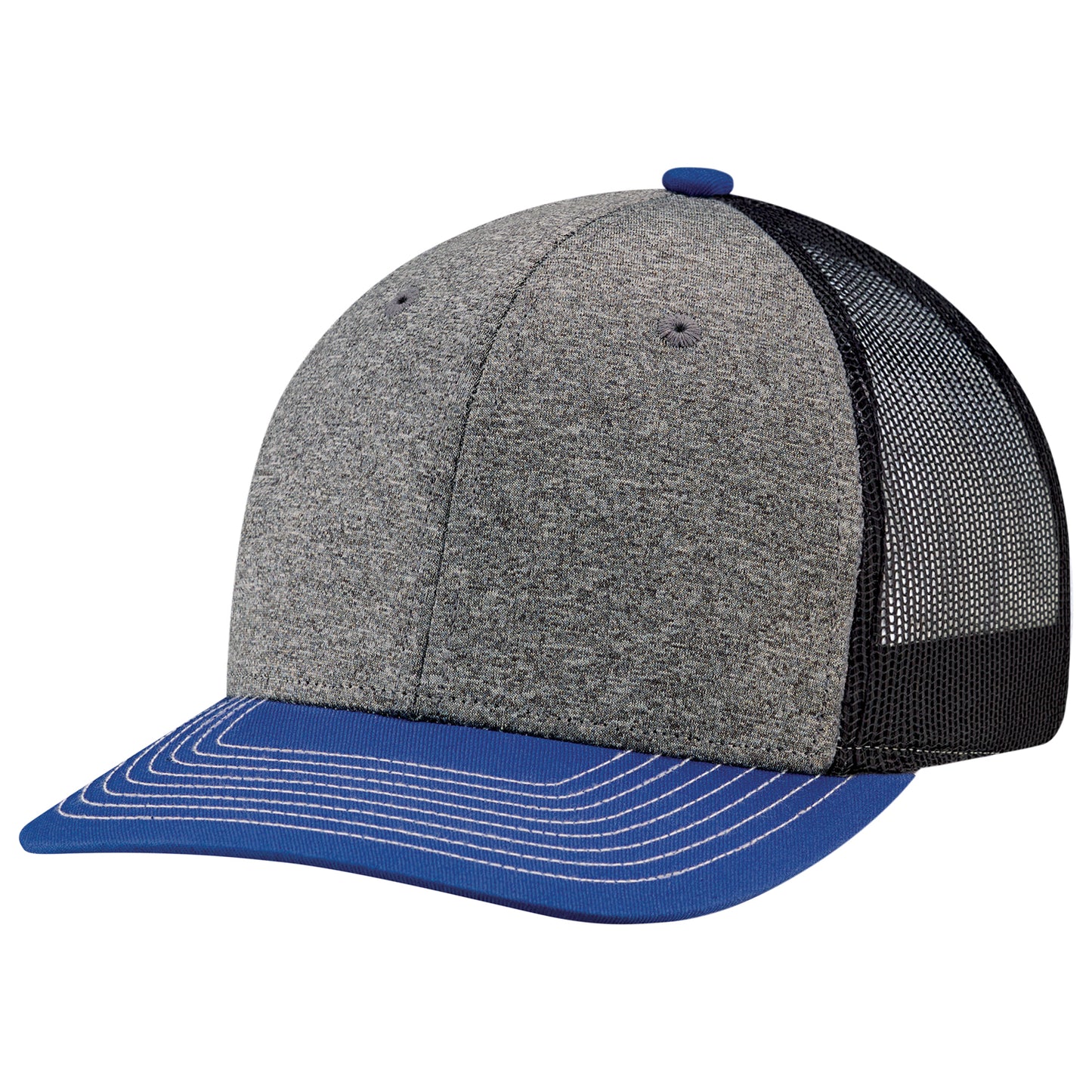 AJM -Polyester Heather with Mesh and Colored Peak Cap- 8J016M