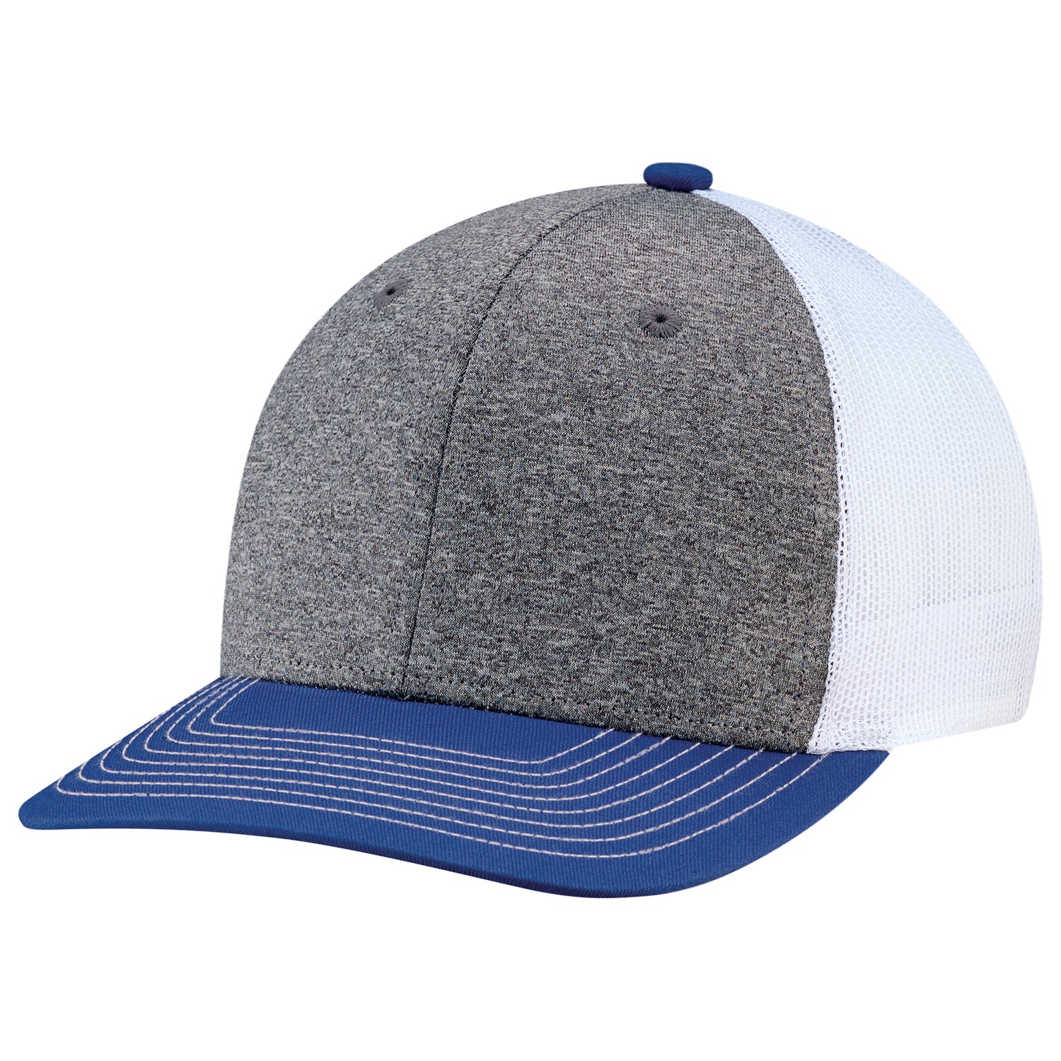 AJM -Polyester Heather with Mesh and Colored Peak Cap- 8J016M