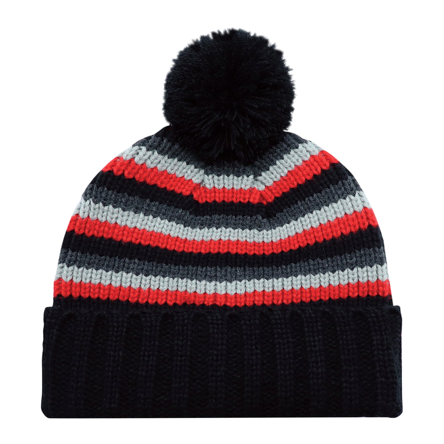 AJM -Striped Pom-Pom Cuffed Toque- 9C259M