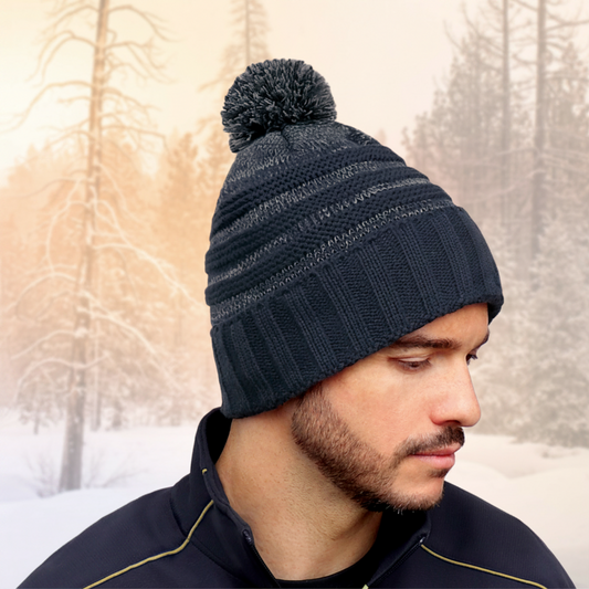 AJM -Striped Pom-Pom Cuffed Toque- 9G159M