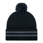 AJM -Striped Cuff Pom-Pom Toque- 9H101M