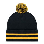 AJM -Striped Cuff Pom-Pom Toque- 9H101M