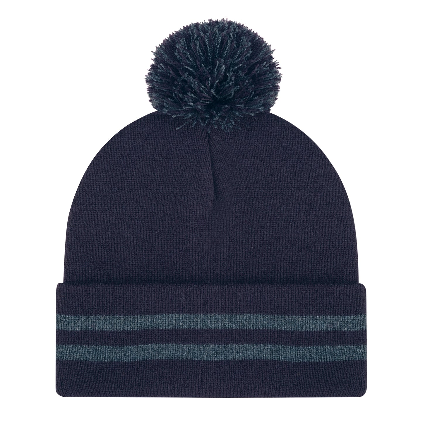 AJM -Striped Cuff Pom-Pom Toque- 9H101M