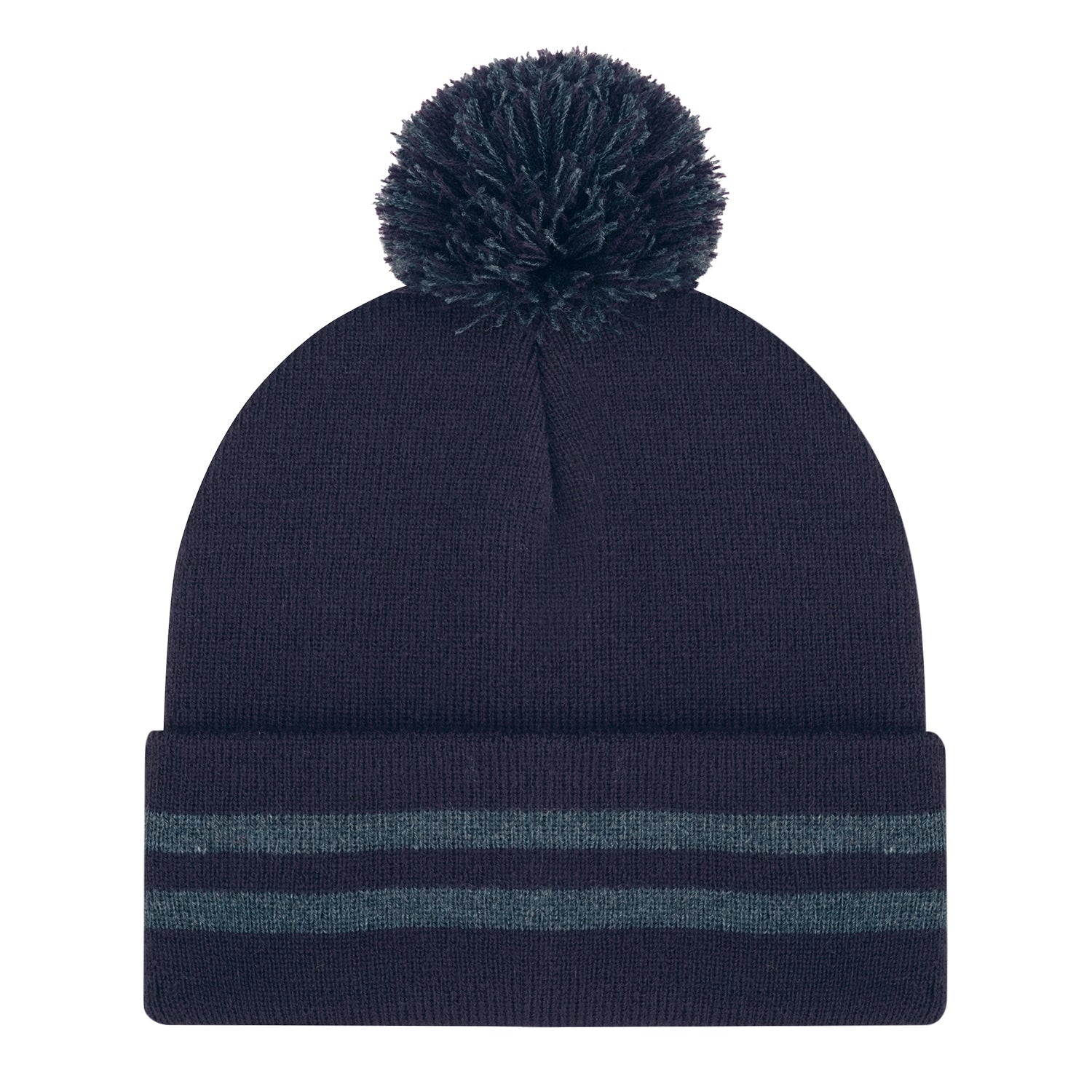 AJM -Striped Cuff Pom-Pom Toque- 9H101M
