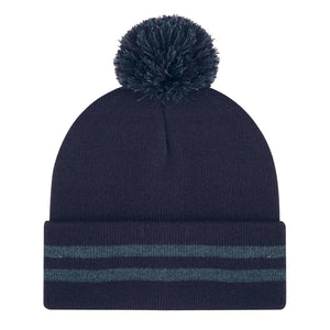 AJM -Striped Cuff Pom-Pom Toque- 9H101M