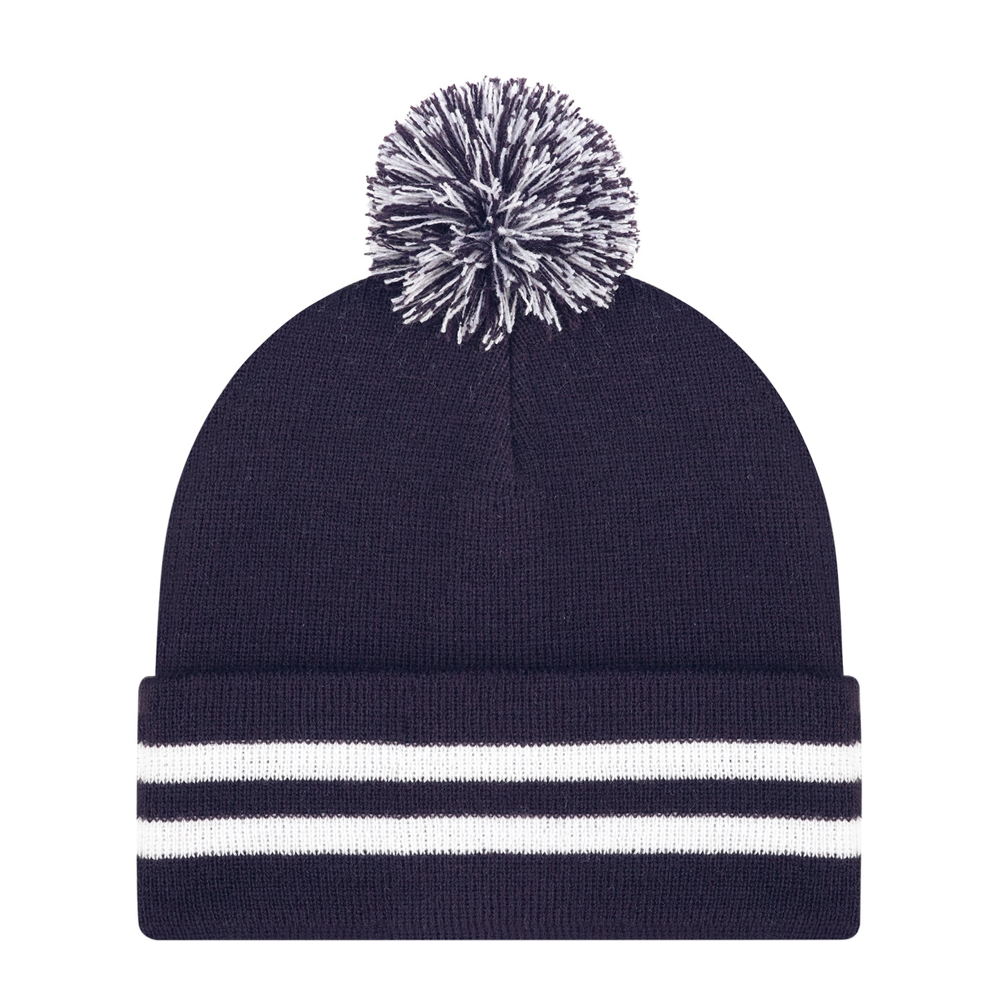 AJM -Striped Cuff Pom-Pom Toque- 9H101M