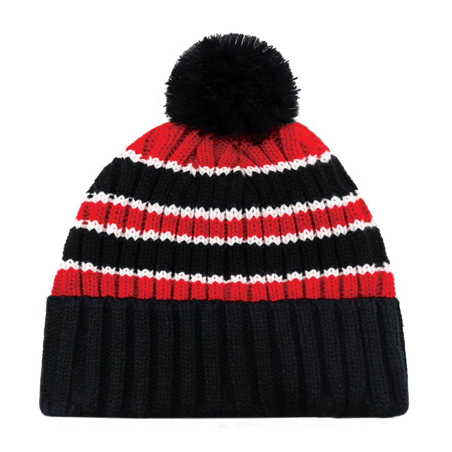 AJM -Striped Pom-Pom Cuffed Toque- 9I258M