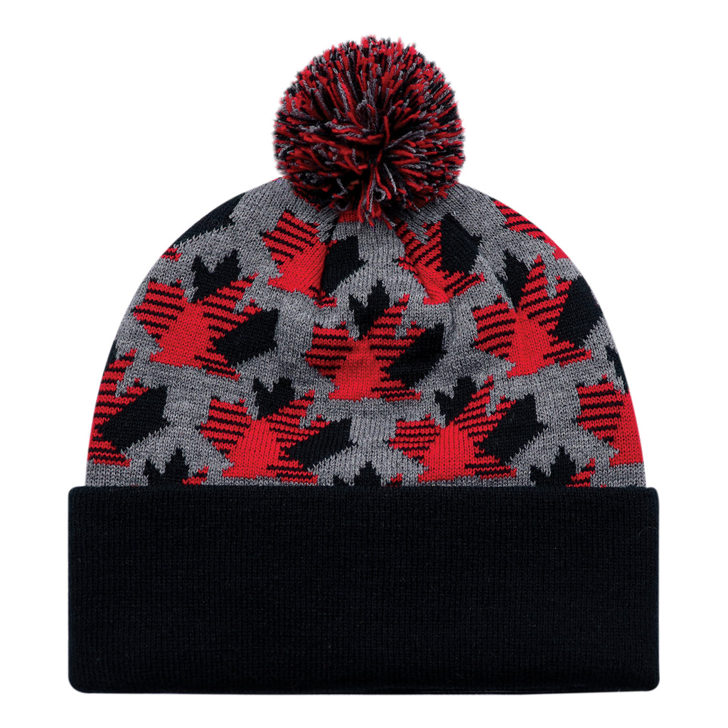 AJM -Maple Leaf Pom-Pom Cuffed Toque- 9R262M